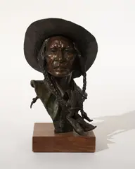 Plains Feather by Daro Flood, bronze on wooden base, sold Jul 2020