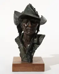 Baso Jocko by Daro Flood, bronze on wooden base, sold Jul 2020