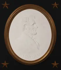 Abraham Lincoln bas-relief by David Adickes, plaster relief in artists frame, sold Jul 2020
