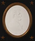 Abraham Lincoln bas-relief by David Adickes, plaster relief in artists frame, sold Jul 2020