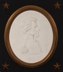 Andrew Jackson bas-relief by David Adickes, plaster relief in artists frame, sold Jul 2020