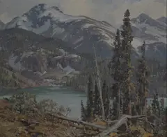 Untitled (Mountain scene) by Belmore Browne, oil on canvas, sold Jul 2020