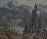 Untitled (Mountain scene) by Belmore Browne, oil on canvas, sold Jul 2020