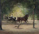 Horse And Carriage Ride by Ludwig Gschossmann, oil on canvas (unstretched), sold Jul 2020