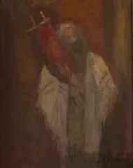 Untitled (Rabbi with torah) by Simon Karczmar, oil on canvas, sold Jul 2020