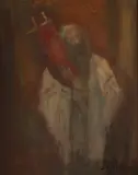Untitled (Rabbi with torah) by Simon Karczmar, oil on canvas, sold Jul 2020