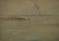 Untitled (Seascape) by Albert Lorey Groll, oil on canvas mounted to card board, sold Jul 2020