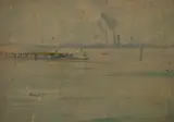 Untitled (Seascape) by Albert Lorey Groll, oil on canvas mounted to card board, sold Jul 2020