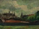 Untitled (Landscape) by Albert Lorey Groll, oil on canvas mounted to card board, sold Jul 2020