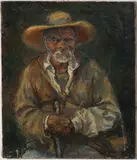 Blind Man of Taxco by Clara Klinghoffer, 1959, oil on canvas, sold Jul 2020