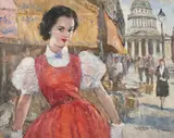 Midinette by Pál Fried, oil on canvas (unstretched), sold Jul 2020
