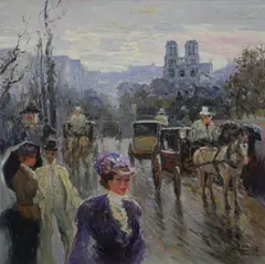 A Day in Paris by Malva, oil on canvas (unstretched), sold Jul 2020