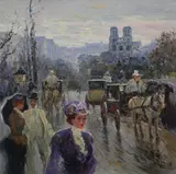 A Day in Paris by Malva, oil on canvas (unstretched), sold Jul 2020