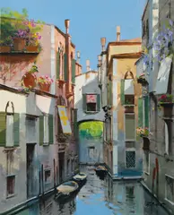 Venice (III) by Raimondo Roberti, oil on canvas (unstretched), sold Jul 2020
