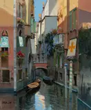Venice (II) by Raimondo Roberti, oil on canvas (unstretched), sold Jul 2020