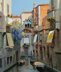 Venice (IV) by Raimondo Roberti, oil on canvas (unstretched), sold Jul 2020