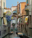 Venice (IV) by Raimondo Roberti, oil on canvas (unstretched), sold Jul 2020