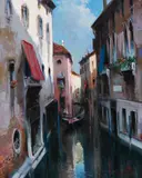 Songs of the Gondolier by Claudio Simonetti, oil on canvas (unstretched), sold Jul 2020