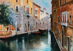 Serene Canal in Venice by Stan Pitri, oil on canvas (unstretched), sold Jul 2020