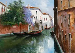 The Lavendar Tree Venice Canal by Stan Pitri, oil on canvas (unstretched), sold Jul 2020