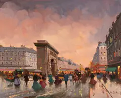 Pt. St. Denis by Henri Schaeffer, oil on canvas (unstretched), sold Jul 2020