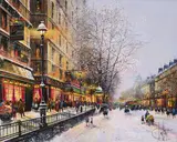 Paris en Hiver by Guy Dessapt, oil on canvas (unstretched), sold Jul 2020