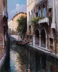 Before the Bridge by Claudio Simonetti, oil on canvas (unstretched), sold Jul 2020
