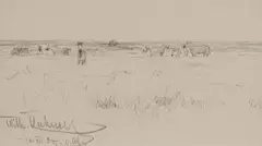 Zebra Group by Wilhelm Kuhnert, graphite on paper, sold Jul 2020