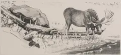 Untitled (Elk) by Don Crouch, lithograph on paper, sold Jul 2020