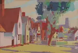 Village of Kersey, Suffolk by Brian Batsford, 1932, gouache on paper, sold Jul 2020
