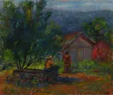 Garden in Lake Hill by Clara Klinghoffer, 1968, oil on canvas, sold Jul 2020
