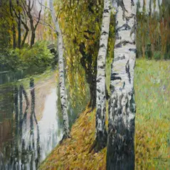 Reflections by the Stream by Malva, oil on canvas (unstretched), sold Jul 2020