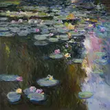 Misting Pond Reflections by Malva, oil on canvas (unstretched), sold Jul 2020