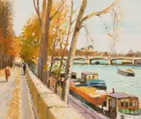 Automne Sur La Seine A Paris by Gerard Passet, oil on canvas (unstretched), sold Jul 2020