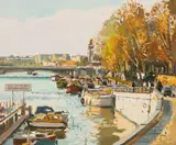 Paris Le Port Des Invalides by Gerard Passet, oil on canvas (unstretched), sold Jul 2020