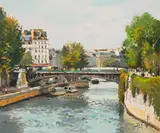 Paris Le Petit Pont by Gerard Passet, oil on canvas (unstretched), sold Jul 2020