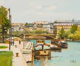 Paris Peniches Dans I'ile St. Louis by Gerard Passet, oil on canvas (unstretched), sold Jul 2020