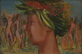 Untitled (Profile of a man) by Frederick Taubes, oil on board, sold Jul 2020