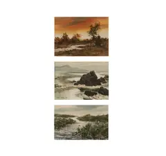 Group, three (3) river scenes by Claude Croney, watercolor on paper, sold Jul 2020
