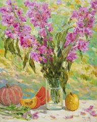 Malven with Pumpkins by Malva, oil on canvas (unstretched), sold Jul 2020
