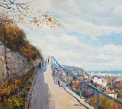 Path to Town by Malva, oil on canvas (unstretched), sold Jul 2020