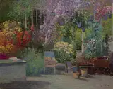 Garden Splendor by Ming Feng, oil on canvas (unstretched), sold Jul 2020