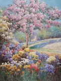 Garden Field by Charles Zhan, oil on canvas (unstretched), sold Jul 2020