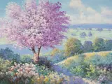 Landscape View by Charles Zhan, oil on canvas (unstretched), sold Jul 2020