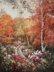 Autumn Path by Charles Zhan, oil on canvas (unstretched), sold Jul 2020