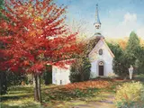 County Church by Charles Zhan, oil on canvas (unstretched), sold Jul 2020