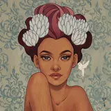 Untitled (White Succulents) by Glenn Arthur, acrylic on board, sold Jul 2020