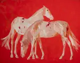 White Stallions on Red by Ricard Arenys i Galdon, oil on canvas (unstretched), sold Jul 2020