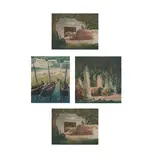 Group, four (4) outdoor scenes by Ernest W. Watson, woodcut, sold Jul 2020