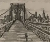 Brooklyn Bridge by Jack Bilander, 1981, etching, sold Jul 2020
